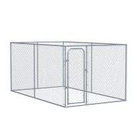 PawHut Large Dog Kennel Outside, Heavy Duty Dog Cage, Outdoor Fence Dog Run with Galvanized Chain Link, Secure Lock, 13.1' x 7.5' x 6'(m-1)