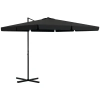 Outsunny 10' Cantilever Patio Umbrella, Square Offset Umbrella with Tilt, Crank, Cross Base, Aluminum Pole and Air Vent, Gray(m-11)