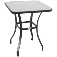Outsunny 27" Square Bistro Table Garden Dining Table Outdoor Tempered Glass Table