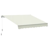 Outsunny 10' x 8' Manual Retractable Awning, Sun Shade Shelter Canopy, with Aluminum Frame and UV Protection for Patio Deck Yard Window Door, Cream White(m-2)