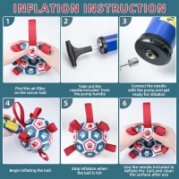 Dog Soccer Ball Toy with Straps, Interactive Water-Resistant Herding Ball for Small to Medium Dogs, 6" L x 6" W x 6" H, Blue+Red(m-7)