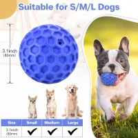 Indestructible Squeaky Dog Ball with High-Stretch and Durable Design, Interactive Chew Toy for Aggressive Chewers, 3" L x 3" W x 3" H, Bluei(m-3)