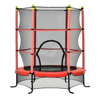 Soozier 5.3' Kids Trampoline with Safety Enclosure for 3-10 Years, Red(m-11)