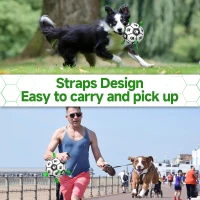 Durable Dog Soccer Ball with Straps, Interactive Water-Resistant Toy for Small to Medium Breeds, 6" L x 6" W x 6" H, Green+Black(m-7)