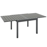 Outsunny Extendable Dining Table Metal Outdoor Slat Table for 4-6 Person Rectangular Lawn Garden Bistro Patio Table with Aluminum Frame, Grey(m-2)
