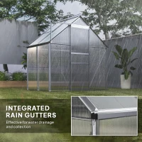 Outsunny 6' x 4' x 6.6' Walk-in Greenhouse, Polycarbonate Greenhouse with Adjustable Roof Vent, Base, Sliding Door, Clear(m-7)