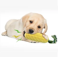 Carllg Indestructible Dog Chew Toy for Aggressive Chewers, Squeaky Interactive Corn Stick for Small to Large Breeds, 6" L x 2" W x 2" H, Yellow(m-1)