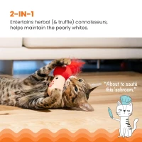 Catstages Mushroom Kicker Toy with Catnip, Dental Mesh, Plush and Feather Cat Toy for Kicking, Tossing, Teeth Cleaning, 3" L x 3" W x 5" H, Red(m-7)