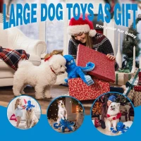 Tough Dog Toys with Crinkle Octopus Design, Interactive Squeaky Chew Toy for Aggressive Chewers, 11.5" L x 3" W x 8.5" H, Blue(m-7)