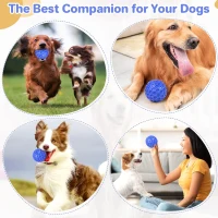 Indestructible Squeaky Dog Ball with High-Stretch and Durable Design, Interactive Chew Toy for Aggressive Chewers, 3" L x 3" W x 3" H, Bluei(m-6)