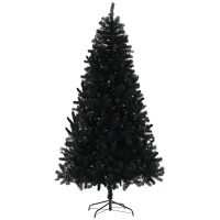 HOMCOM 7.5ft Unlit Artificial Black Christmas Tree, Holiday Décor with 1346 Branch Tips, Auto Open and Steel Base(m-11)
