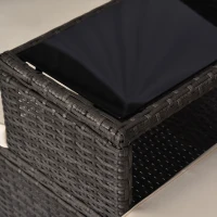 Outsunny 2 Seat Rattan Wicker Chair with Cushion Garden Bench with Tea Table Backyard All Weather Padded Seat Grey(m-10)