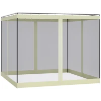 Outsunny Gazebo Mosquito Netting Replacement, 4-Panel Canopy Screen Walls with Zipper for 10' x 10' Gazebo, (Sidewall Only), Beige(m-2)