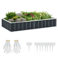 Outsunny 5.7' x 3' x 1' Raised Garden Bed, Galvanized Metal Planter Box for Vegetables Flowers Herbs, Dark Gray(m-1)