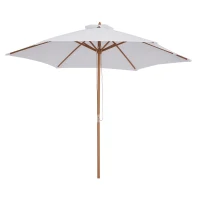 Outsunny ⌀9' x 8' H Patio Umbrella, Market Umbrella with Hardwood Frame and Wind Vent, Outdoor Beach Parasol, White(m-2)