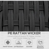 Outsunny 4-Piece Rattan Wicker Furniture Set, Outdoor Cushioned Conversation Furniture with 2 Chairs, Loveseat, and Glass Coffee Table, White(m-4)