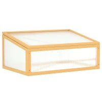 Outsunny Wooden Cold Frame Greenhouse Garden Portable Raised Planter with Openable Top for Indoor, Outdoor, Flowers, Vegetables, Plants, 35.5"x23.5"x15.75", Light Brown(m-2)
