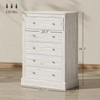 HOMCOM 31" Wide Farmhouse Chest of Drawers with 5 Drawers, Dresser for Bedroom with Wood Top for Living Room, Dirty Oak(m-3)
