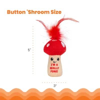 Catstages Mushroom Kicker Toy with Catnip, Dental Mesh, Plush and Feather Cat Toy for Kicking, Tossing, Teeth Cleaning, 3" L x 3" W x 5" H, Red(m-3)