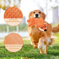 Squeaky Plush Dog Toy for All Breeds, Water Bottle Compatible, No Stuffing Crinkle Interactive Chew Toy, 9" L x 1" W x 18" H, Orange(m-4)