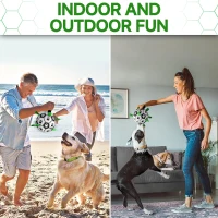 Durable Dog Soccer Ball with Straps, Interactive Water-Resistant Toy for Small to Medium Breeds, 6" L x 6" W x 6" H, Green+Black(m-8)