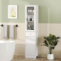 kleankin Tall Bathroom Cabinet, Bathroom Storage Cabinet with Drawers, 2 Doors and Adjustable Shelves, White(m-1)