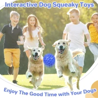 Indestructible Squeaky Dog Ball with High-Stretch and Durable Design, Interactive Chew Toy for Aggressive Chewers, 3" L x 3" W x 3" H, Bluei(m-7)