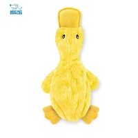 Crinkle Dog Toy with Soft Squeaker, Fun Indoor Chew and Play Toy, No Stuffing Duck for All Breeds, 15.5" L x 7.5" W x 1.5" H, Yellow(m-6)