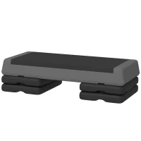 Soozier Adjustable Exercise Step Platform, 3-Level with Risers 4", 6", 8" Aerobic Stepper, 550lbs Weight Capacity, Grey(m-2)