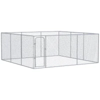 PawHut Large Dog Kennel Outside, Heavy Duty Dog Cage, Outdoor Fence Run with Galvanized Chain Link, Secure Lock, for Large Breeds, Chickens, Ducks, 15' x 15' x 6(m-11)