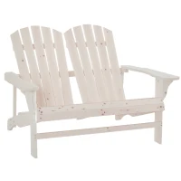 Outsunny 2 Person Adirondack Loveseat, Fire Pit Chair for 2, Wooden Double Adirondack for Patio, Porch, Backyard, Garden with High-back, Wide Armrests, Natural(m-1)