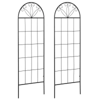 Outsunny Metal Garden Trellis Pack of 2 for Climbing Plants, Arched Grid Trellis Panels, 20" x 60", Black(m-11)