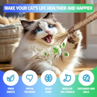 4-Piece Interactive Catnip Toys with Refillable Natural Catnip Bag, Cat Toys Chew Rope and Silvervine Sticks for Teeth Cleaning, Multicolor(m-5)