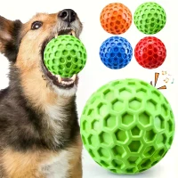 Indestructible Squeaky Dog Balls with High-Stretch Material, Honeycomb Texture, Tough Chew Toys for Large Breeds, 3" L x 3" W x 3" H, Green(m-1)