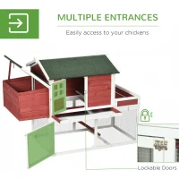 PawHut Wooden Chicken Coop Hen House Poultry Cage for Outdoor Backyard with Raised Garden Bed, Run Area, Nesting Box and Removable Tray,(m-5)