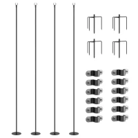 Outsunny 4 Pack of 10' String Light Poles, Steel Hanging Lighting Stand for Patio, Backyard, Deck, Wedding, Party, Black(m-11)