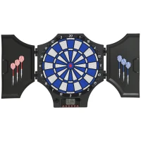 Soozier Electronic Dartboard Set with 31 Games and 285 Programs for 8 Players, Soft Tip Dart Board Set with Cabinet, 6 Darts and 6 Spare Tips, LCD Display(m-2)