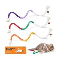 3-Pack Cat Chew Toys with Refillable Natural Catnip, Safe Teeth Cleaning, Interactive Play for All Breeds, 0.5" L x 0.5" W x 19.5" H, Multicolor(m-2)