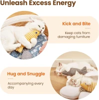 3-Pack Potaroma Cat Toys Fish with Catnip, Crinkle Sound, Interactive Kicker Toys for Indoor Cats, 8" L x 2.5" W x 2" H, Yellow+Orange+Grey(m-8)