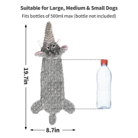 Squeaky Plush No Stuffing Crinkle Dog Toy for All Breed Sizes, Interactive Puppy Teething Water Bottle Chew Toy, 9" L x 1" W x 18" H, Gray(m-3)