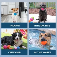 Tough Dog Toys for Aggressive Chewers, 4-Pack, Squeaky Non-Toxic Spiky Ball for Dental Health, 2.5" L x 2.5" W x 2.5" H, Multicolor(m-7)