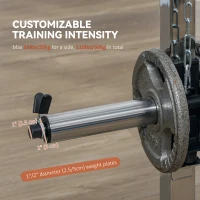 Soozier 3 In 1 Smith Machine Power Rack with Cable Crossover System, Pull up Station, 16-Level Squat Rack and Barbell Bar(m-7)