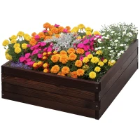Outsunny Raised Garden Bed Elevated Wooden Planter Box for Backyard, Patio to Grow Vegetables, Herbs, and Flowers(m-2)