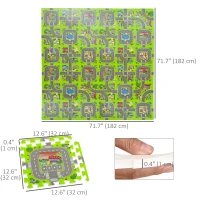 Qaba Kids Foam Puzzle Floor Tiles Baby Toddler Play Mat 36Pcs w/ 24 Side Mat Anti-slip Crawling Learning with End Border Playground Pattern 35SqFt EVA(m-3)