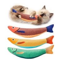 3-Pack Interactive Saury Fish Cat Toys with Catnip Crinkle Sound, Soft Plush Kicker for Indoor Exercise, 8.5" L x 2.5" W x 1.5" H, Multicolor(m-2)