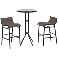 Outsunny 3 Piece Bar Height Outdoor Bistro Set for 2, Tan