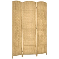 HOMCOM Folding Room Divider Screen 3 Panel 6' Tall Privacy Screen Freestanding Wood Partition for Home Office, Nature Wood(m-11)