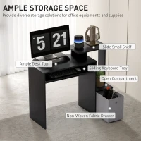 HOMCOM Computer Desk with Sliding Keyboard Tray Storage Drawer Shelf Home Office Workstation Black(m-4)