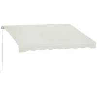 Outsunny 10' x 8' Electric Awning, Retractable Awning, UV Protection Sun Shade Shelter with Remote Controller and Manual Crank Handle for Deck, Balcony, Yard, Cream(m-1)