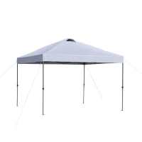 Outsunny 10' x 10' Pop Up Canopy Tent, Instant Sun Shelter with 3-Level Adjustable Height, Top Vents and Wheeled Carry Bag for Outdoor, Garden, Patio, White(m-1)